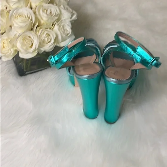Giuseppe Zannoti Green Metallic Platform Heels size 41 - Picture 3 of 10